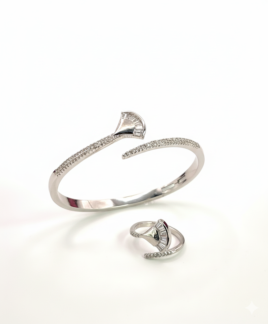 Celeste Duo  Bangle and RIng SIlver- VSKY