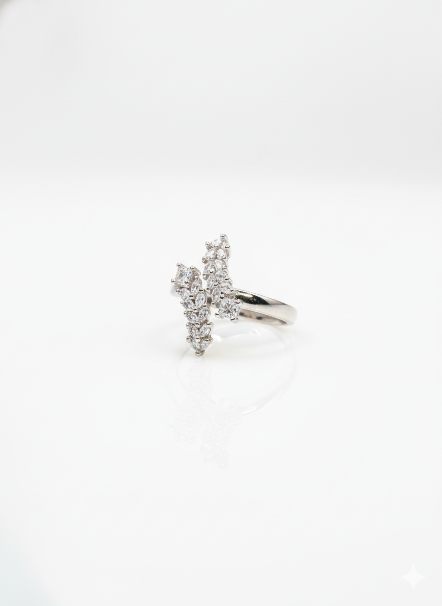 Aura Duo – Bangle & Ring (Zircon Silver)