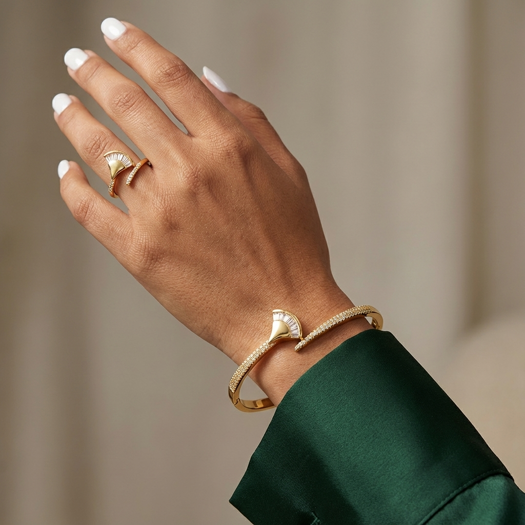 Celeste Duo  Bangle and RIng (Gold Plated)- VSKY